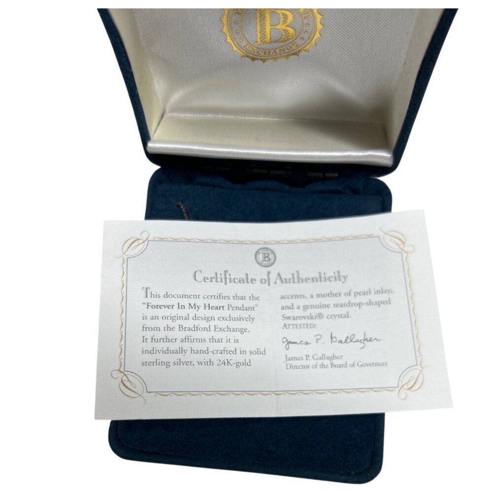 Bradford Exchange Forever In My Heart Pendant 925 Sterling Necklace memorial - Picture 6 of 6